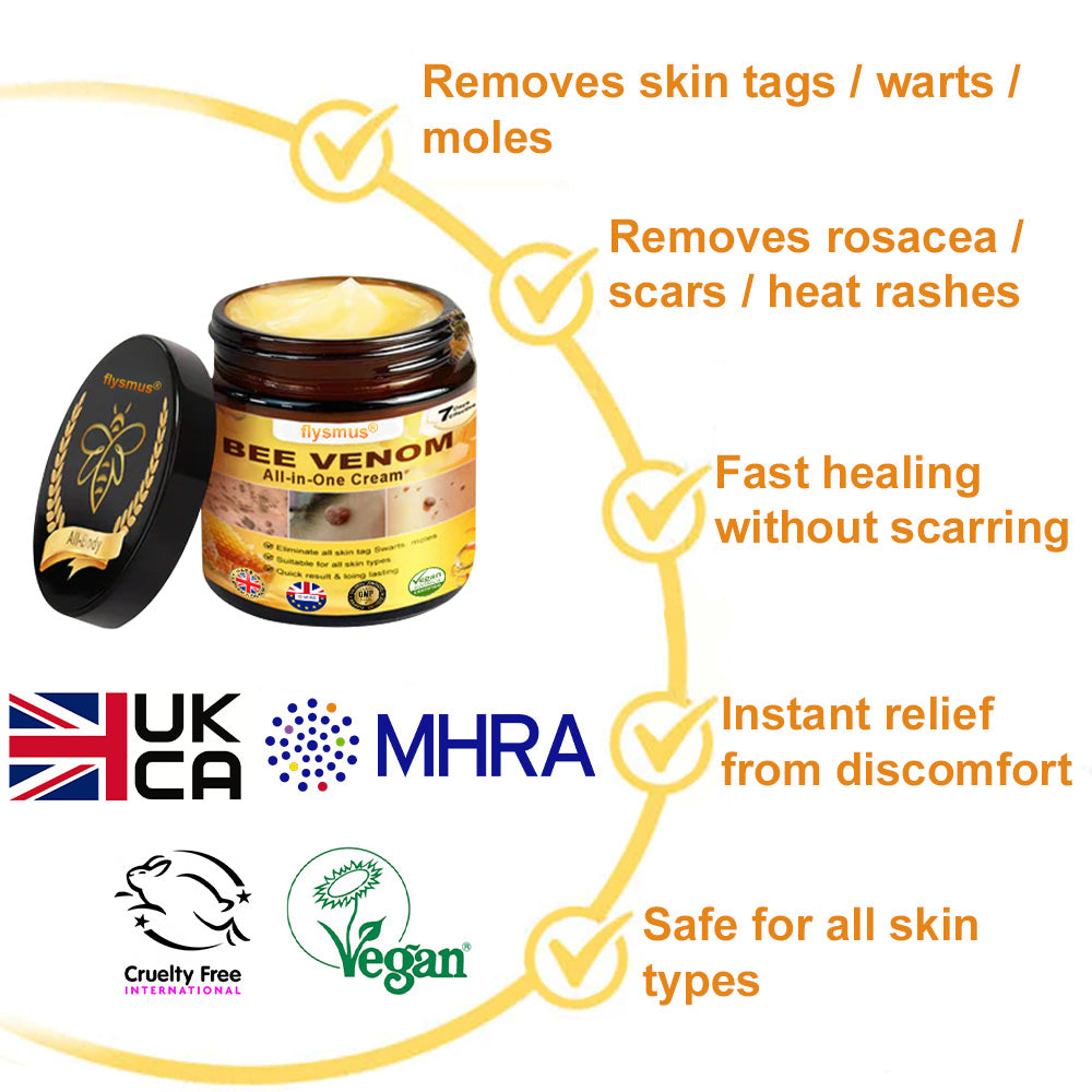 ✅𝐟𝐥𝐲𝐬𝐦𝐮𝐬® 𝐁𝐞𝐞 𝐕𝐞𝐧𝐨𝐦 𝐀𝐥𝐥-𝐢𝐧-𝐎𝐧𝐞 𝐂𝐫𝐞𝐚𝐦 – Provides effective relief for stubborn warts, skin bumps, lesions, infections, and scars.